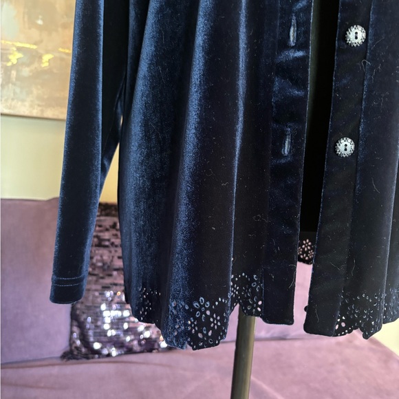 Cleo Vintage Navy Velvet Loungewear‎ 2 Piece Ensemble Petite Size S - Picture 10 of 13